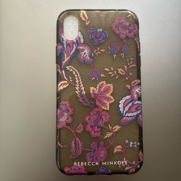 Rebecca Minkoff iPhone XR case, Hypnotic Floral blk translucent w/metallic gold - Picture 3 of 14